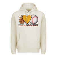Oatmeal Heather peace love baseball Premium Hoodie - AdoDesignShop