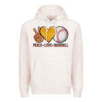 Pale Pink peace love baseball Premium Hoodie - AdoDesignShop