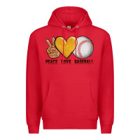 Red peace love baseball Premium Hoodie - AdoDesignShop