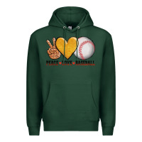 Sports Green peace love baseball Premium Hoodie - AdoDesignShop
