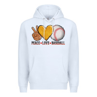 White peace love baseball Premium Hoodie - AdoDesignShop