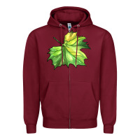 Burgundy green leaf Zipper Hoodie - BarkalooDesign