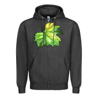 Charcoal Heather green leaf Zipper Hoodie - BarkalooDesign