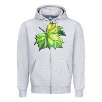 Heather Grey green leaf Zipper Hoodie - BarkalooDesign