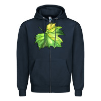 Navy green leaf Zipper Hoodie - BarkalooDesign