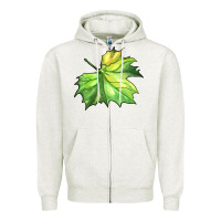 Oatmeal Heather green leaf Zipper Hoodie - BarkalooDesign