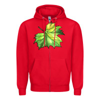 Red green leaf Zipper Hoodie - BarkalooDesign
