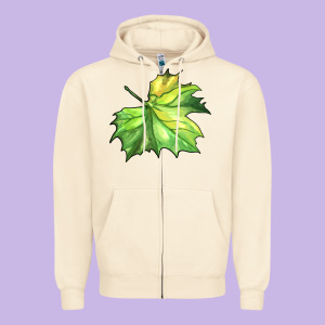Green Leaf Zipper Hoodie Designed By Barkaloodesign