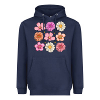 Navy flowers Heavyweight Hoodie - MaliasSmallBusiness