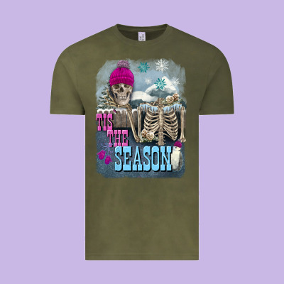 Winter Tis The Season Skeleton Vintage Tee Designed By Fadigitalartstudio