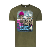 Vintage Olive Winter tis the season skeleton Vintage Tee - FaDigitalArtStudio