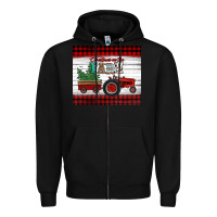 Black christmas on the farm tractor Zipper Hoodie - Jasminsmagicworld