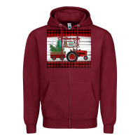 Burgundy christmas on the farm tractor Zipper Hoodie - Jasminsmagicworld