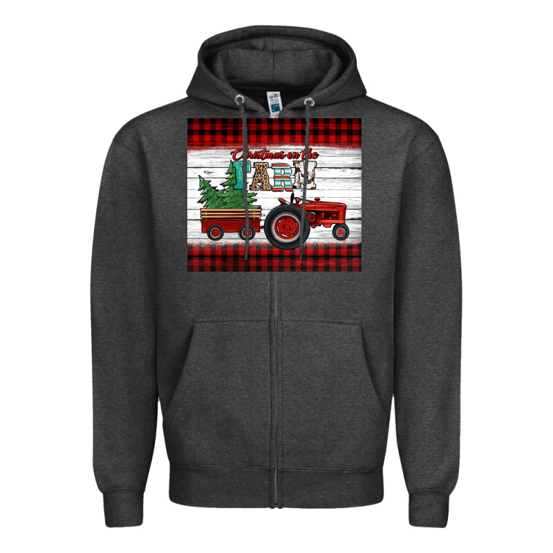 Christmas On The Farm Tractor Zipper Hoodie by Jasminsmagicworld | Teevron