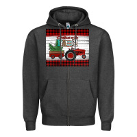 Charcoal Heather christmas on the farm tractor Zipper Hoodie - Jasminsmagicworld