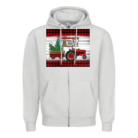 Dove Grey christmas on the farm tractor Zipper Hoodie - Jasminsmagicworld