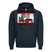 Navy christmas on the farm tractor Zipper Hoodie - Jasminsmagicworld