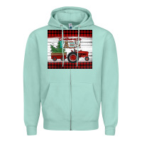 Seafoam christmas on the farm tractor Zipper Hoodie - Jasminsmagicworld