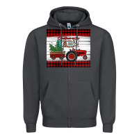 Smoke christmas on the farm tractor Zipper Hoodie - Jasminsmagicworld