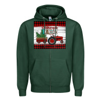 Sports Green christmas on the farm tractor Zipper Hoodie - Jasminsmagicworld