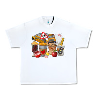White School Bus Coffee Cups Urban Heavy Tee - FaDigitalArtStudio