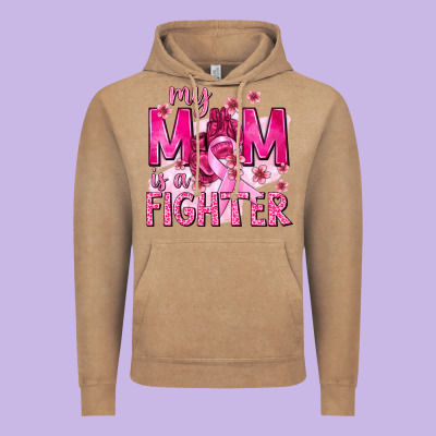 My Mom Is A Fighter With Ribbon Vintage Hoodie Designed By Texasbilliewilder