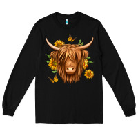 Black sunflowers long haired cow Long Sleeve Tee - Jasminsmagicworld