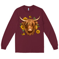 Burgundy sunflowers long haired cow Long Sleeve Tee - Jasminsmagicworld