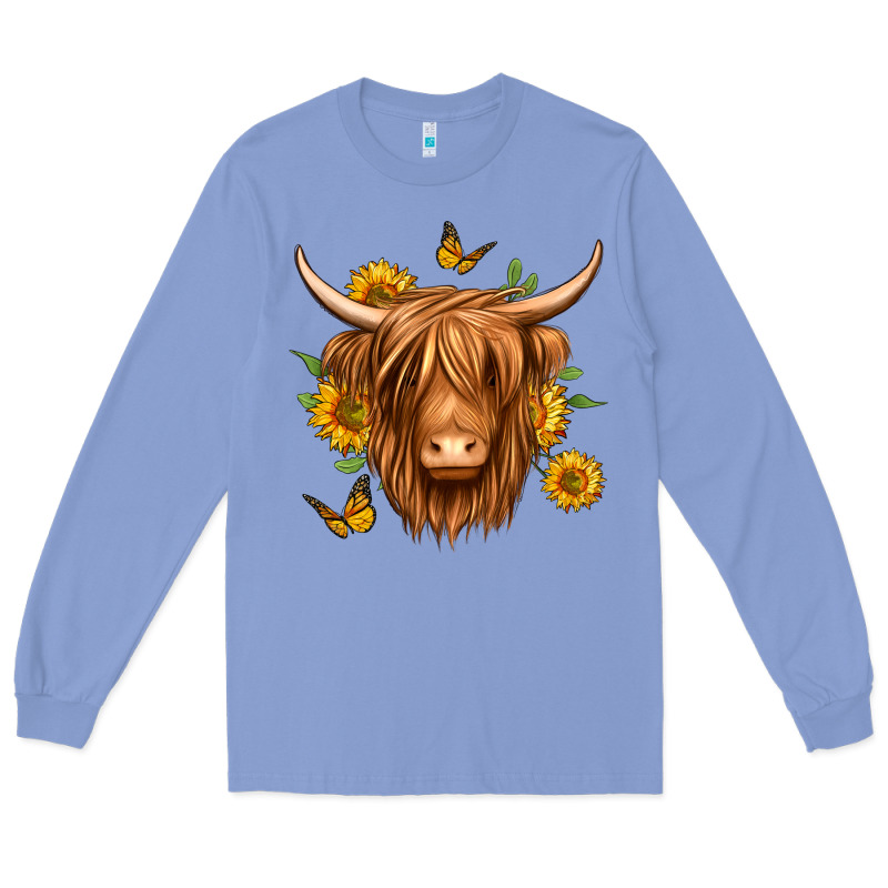 Sunflowers Long Haired Cow Long Sleeve Tee by Jasminsmagicworld | Teevron