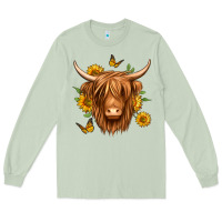 Matcha sunflowers long haired cow Long Sleeve Tee - Jasminsmagicworld