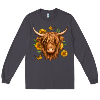 Smoke sunflowers long haired cow Long Sleeve Tee - Jasminsmagicworld