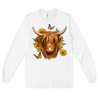 White sunflowers long haired cow Long Sleeve Tee - Jasminsmagicworld