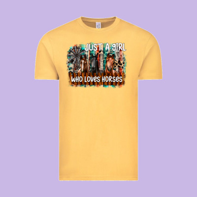 Just A Girl Who Loves Horses Vintage Tee Designed By Cowhidedigitalart