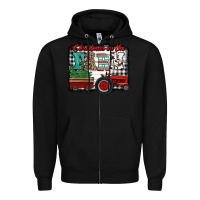 Black christmas on the farm tractor buffalo plaid Zipper Hoodie - Jasminsmagicworld