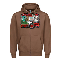 Chestnut christmas on the farm tractor buffalo plaid Zipper Hoodie - Jasminsmagicworld