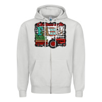 Dove Grey christmas on the farm tractor buffalo plaid Zipper Hoodie - Jasminsmagicworld