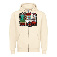 Christmas On The Farm Tractor Buffalo Plaid Zipper Hoodie | Teevron