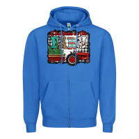 True Royal christmas on the farm tractor buffalo plaid Zipper Hoodie - Jasminsmagicworld