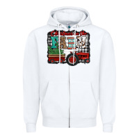 White christmas on the farm tractor buffalo plaid Zipper Hoodie - Jasminsmagicworld