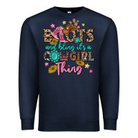 Navy boots and bling it's a cowgirl thing Premium Sweatshirt - MaliasSmallBusiness