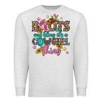 Oatmeal Heather boots and bling it's a cowgirl thing Premium Sweatshirt - MaliasSmallBusiness