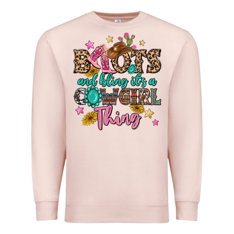 Boots And Bling It's A Cowgirl Thing Premium Sweatshirt by MaliasSmallBusiness | Teevron