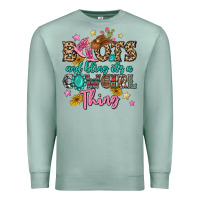 Seafoam boots and bling it's a cowgirl thing Premium Sweatshirt - MaliasSmallBusiness