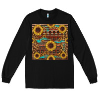 Black sunflower and leopard seamless pattern Long Sleeve Tee - BundleAndBundleShop