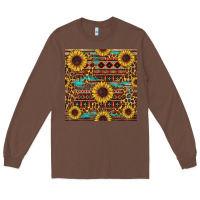 Chestnut sunflower and leopard seamless pattern Long Sleeve Tee - BundleAndBundleShop