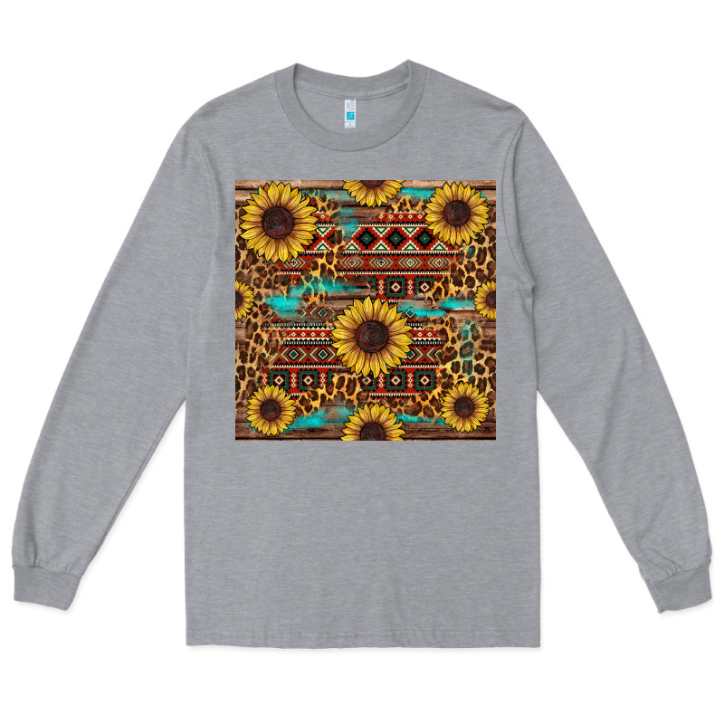 Sunflower And Leopard Seamless Pattern Long Sleeve Tee by BundleAndBundleShop | Teevron