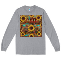 Heather Grey sunflower and leopard seamless pattern Long Sleeve Tee - BundleAndBundleShop