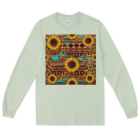Matcha sunflower and leopard seamless pattern Long Sleeve Tee - BundleAndBundleShop