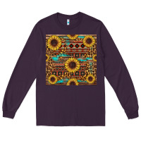 Plum sunflower and leopard seamless pattern Long Sleeve Tee - BundleAndBundleShop