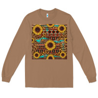 Toasted Coconut sunflower and leopard seamless pattern Long Sleeve Tee - BundleAndBundleShop